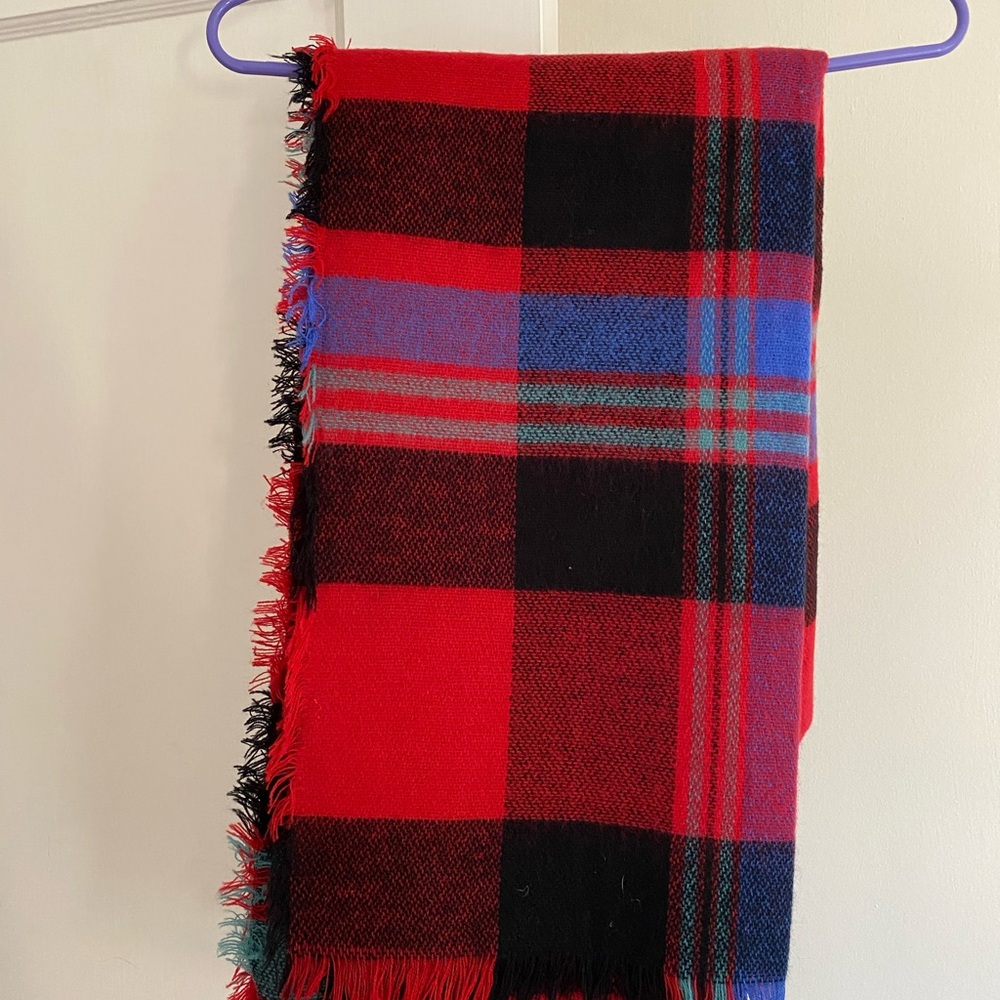 Roxy Red and Black Checkered Oversized Scarf